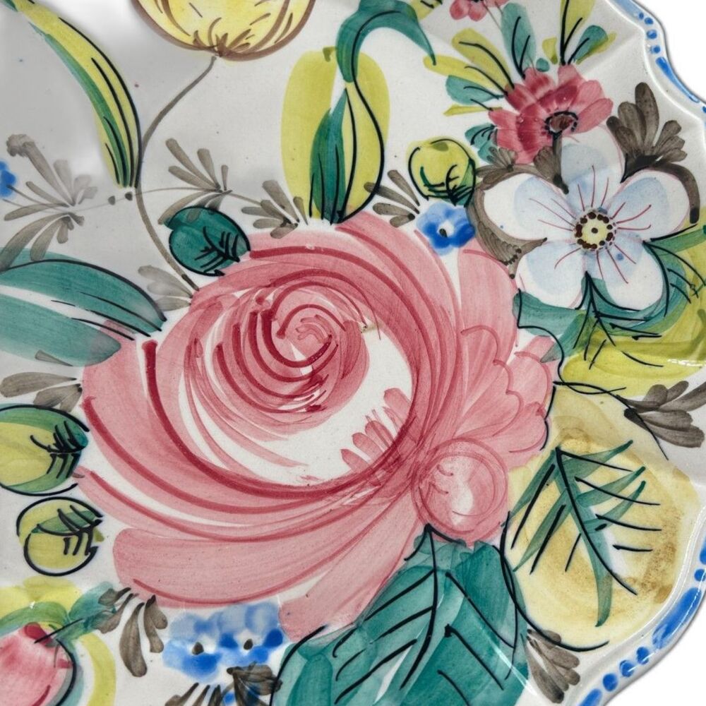 Vintage Nove Italy Ceramic Platter Floral Design Hand Painted Circa 1940's - Picture 2 of 8